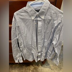 Nautica navy and tan checked dress shirt